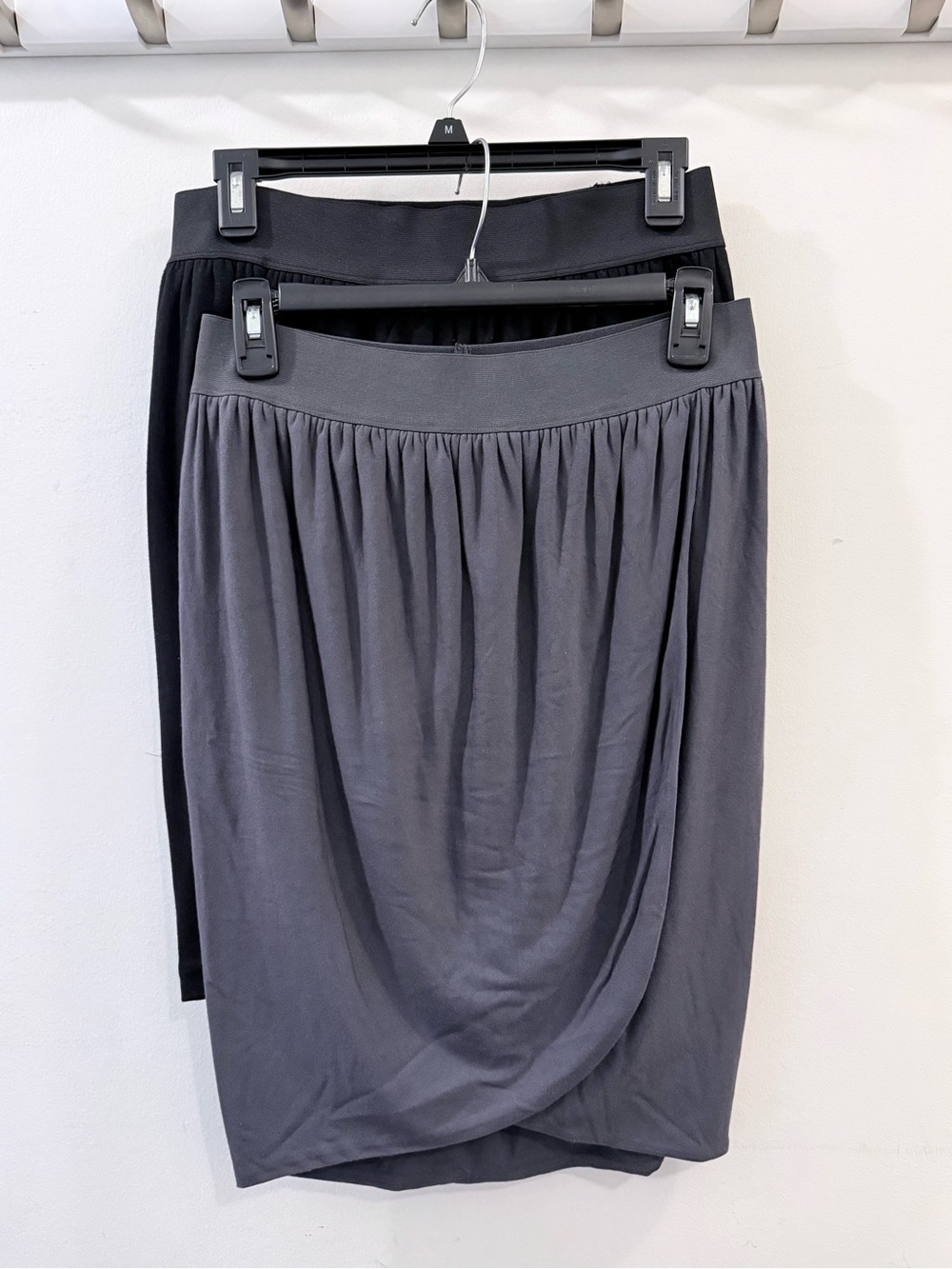 Women’s Grey and Black Gathered Wrap-Front Skirts (1 each colour)